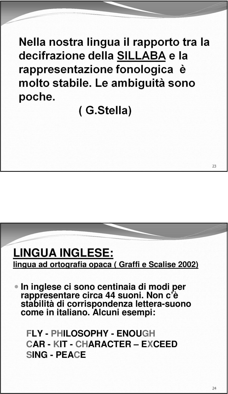 Non c è stabilità di corrispondenza lettera-suono come in italiano.