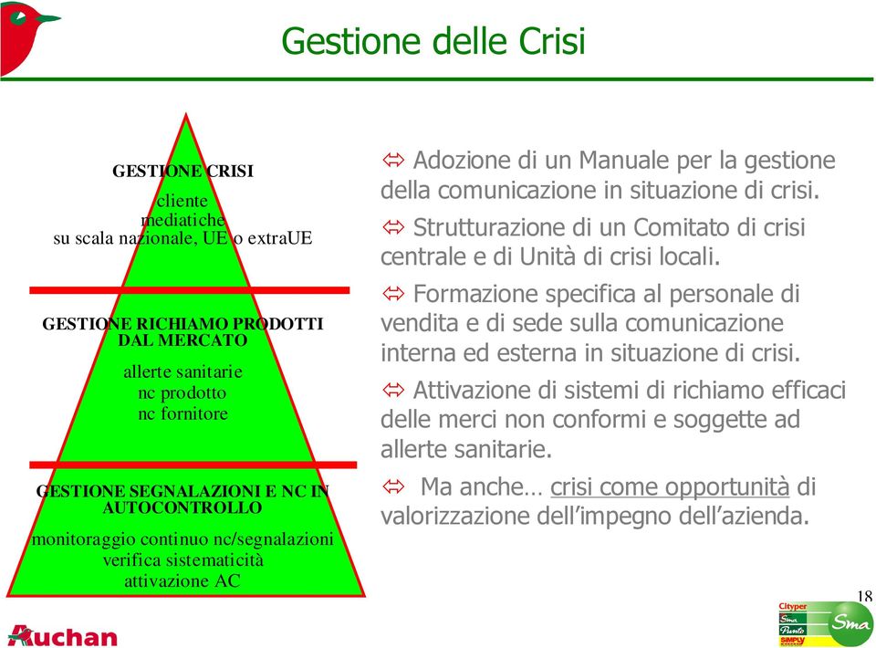 crisi. Strutturazione di un Comitato di crisi centrale e di Unità di crisi locali.