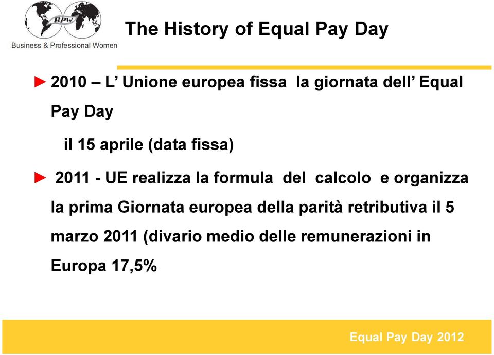formula del calcolo e organizza la prima Giornata europea della parità