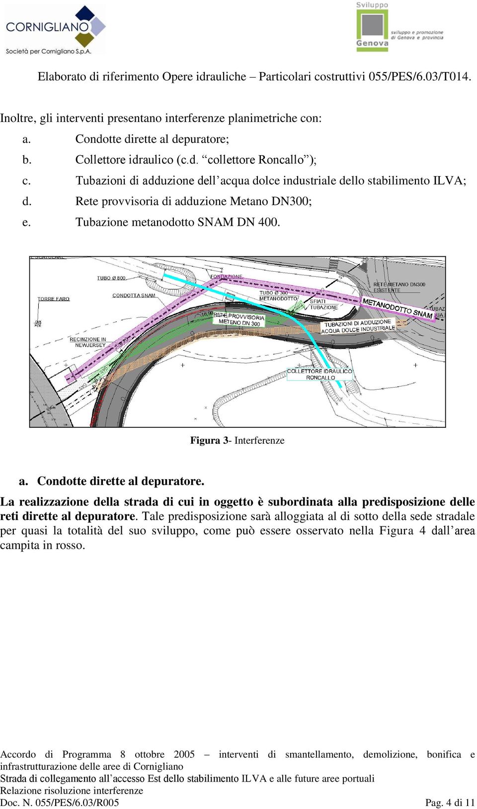 Tubazione metanodotto SNAM DN 400. Figura 3- Interferenze a. Condotte dirette al depuratore.