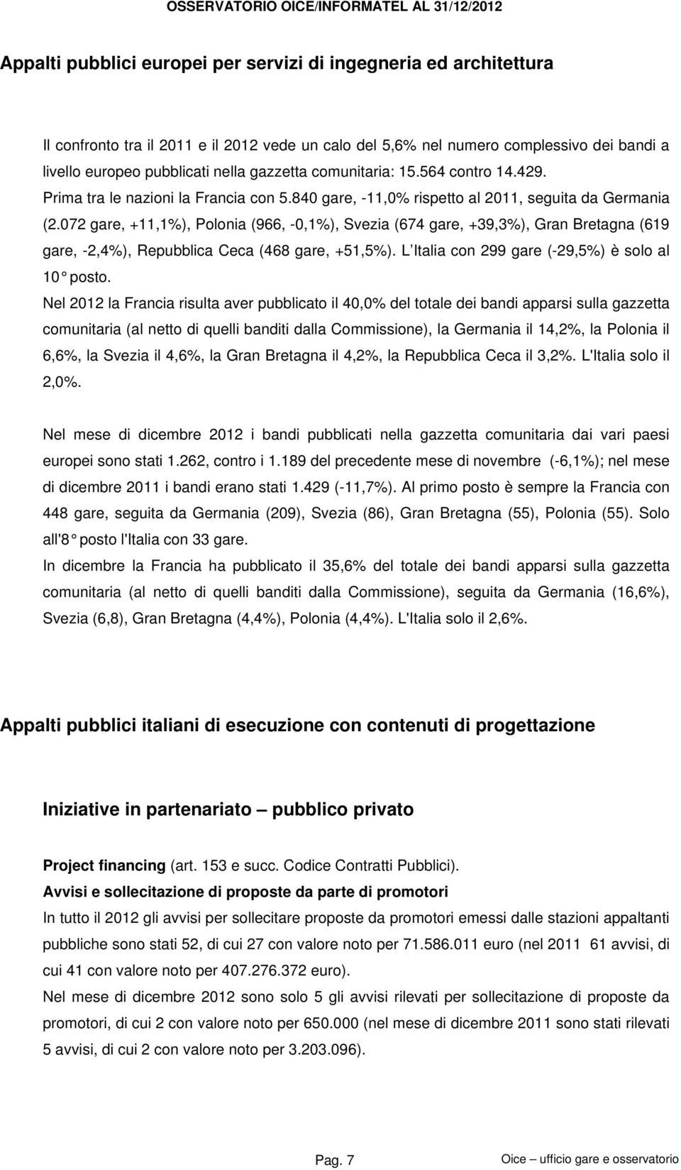 072 gare, +11,1%), Polonia (966, -0,1%), Svezia (674 gare, +39,3%), Gran Bretagna (619 gare, -2,4%), Repubblica Ceca (468 gare, +51,5%). L Italia con 299 gare (-29,5%) è solo al 10 posto.