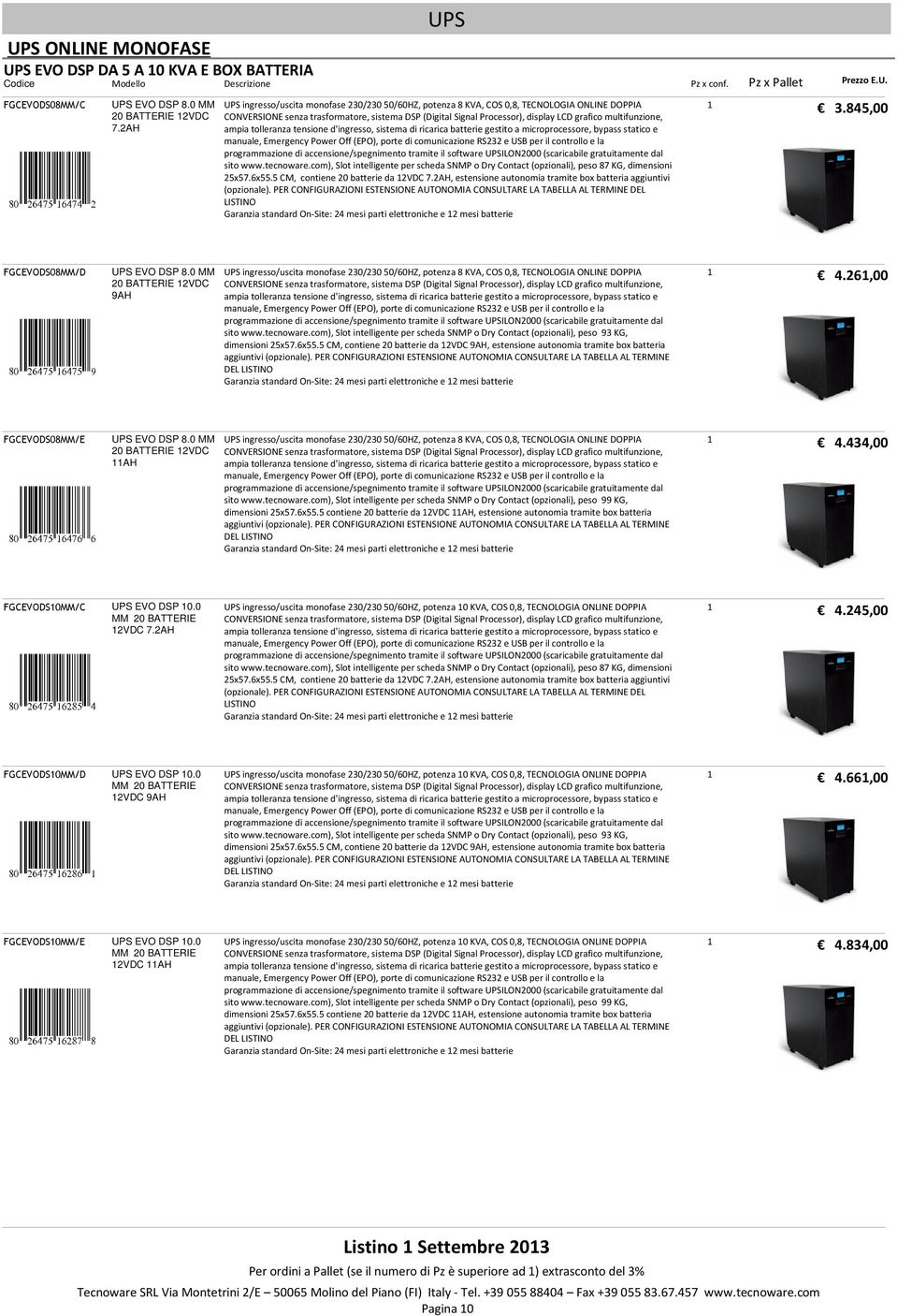 multifunzione, ampia tolleranza tensione d'ingresso, sistema di ricarica batterie gestito a microprocessore, bypass statico e manuale, Emergency Power Off (EPO), porte di comunicazione RS232 e USB