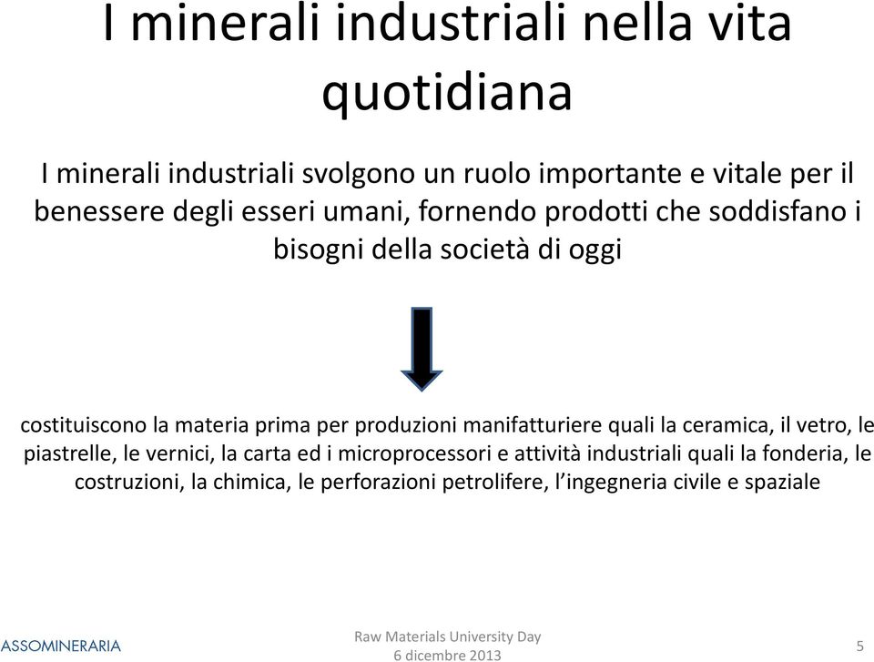 prima per produzioni manifatturiere quali la ceramica, il vetro, le piastrelle, le vernici, la carta ed i microprocessori