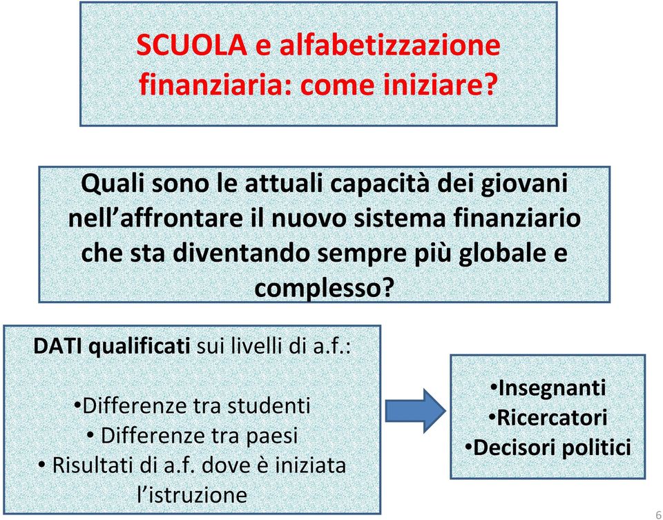 sta diventando sempre più globale e complesso? DATI qualifi