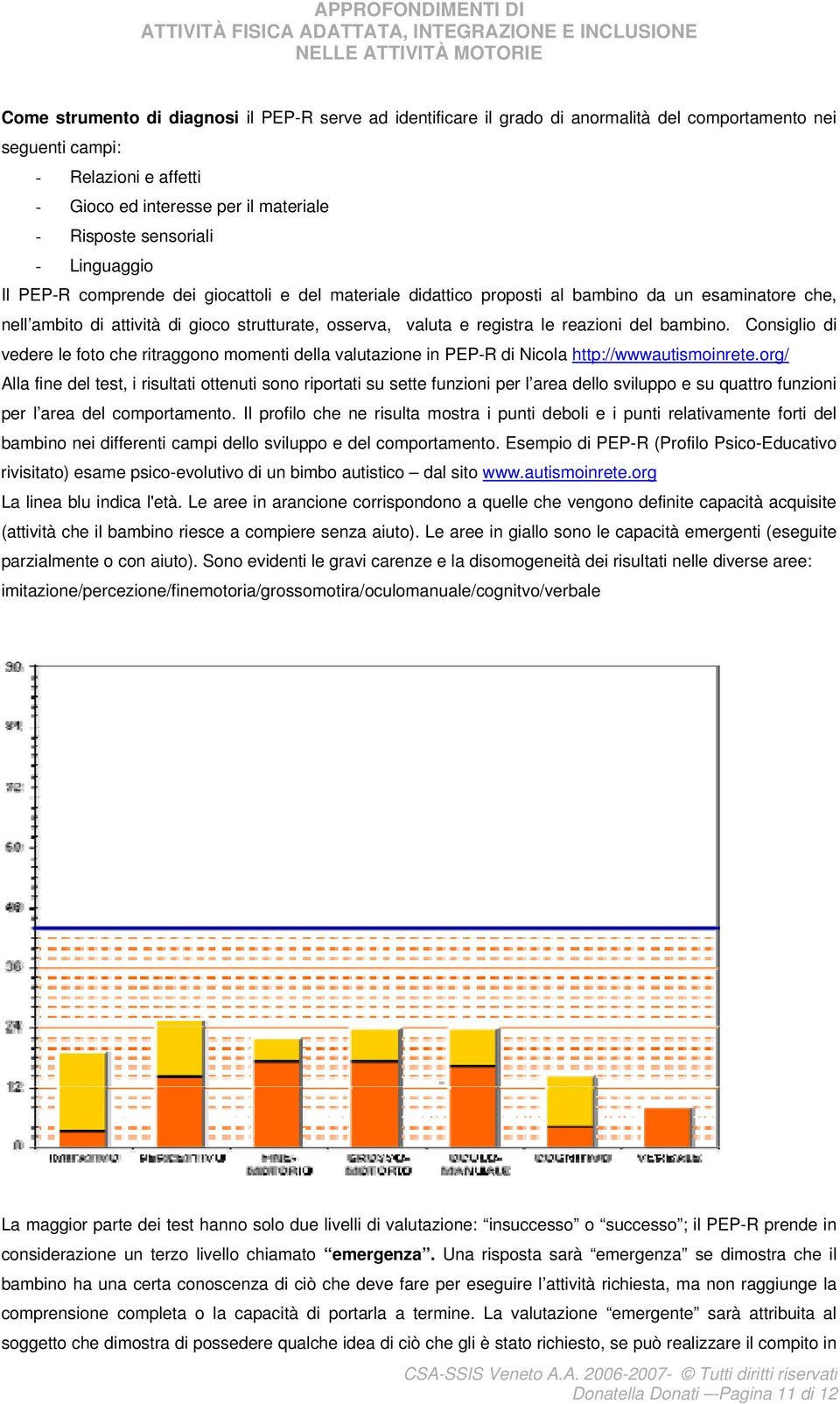 le reazioni del bambino. Consiglio di vedere le foto che ritraggono momenti della valutazione in PEP-R di Nicola http://wwwautismoinrete.