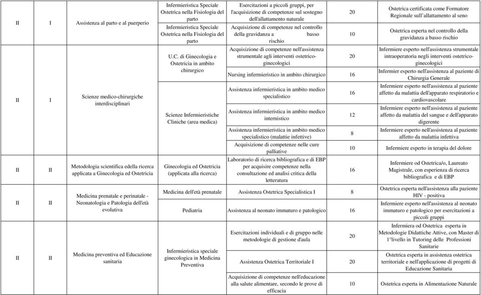 di Ginecologia e Ostetricia in ambito chirurgico Scienze Infermieristiche Cliniche (area medica) Ginecologia ed Ostetricia (applicata alla ricerca) Esercitazioni a piccoli gruppi, per l'acquisizione