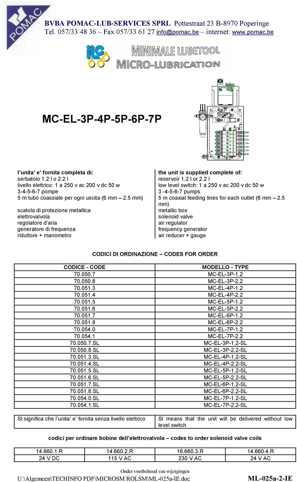 5 mm) 5 m coaxial feeding lines for each outlet (6 mm 2.