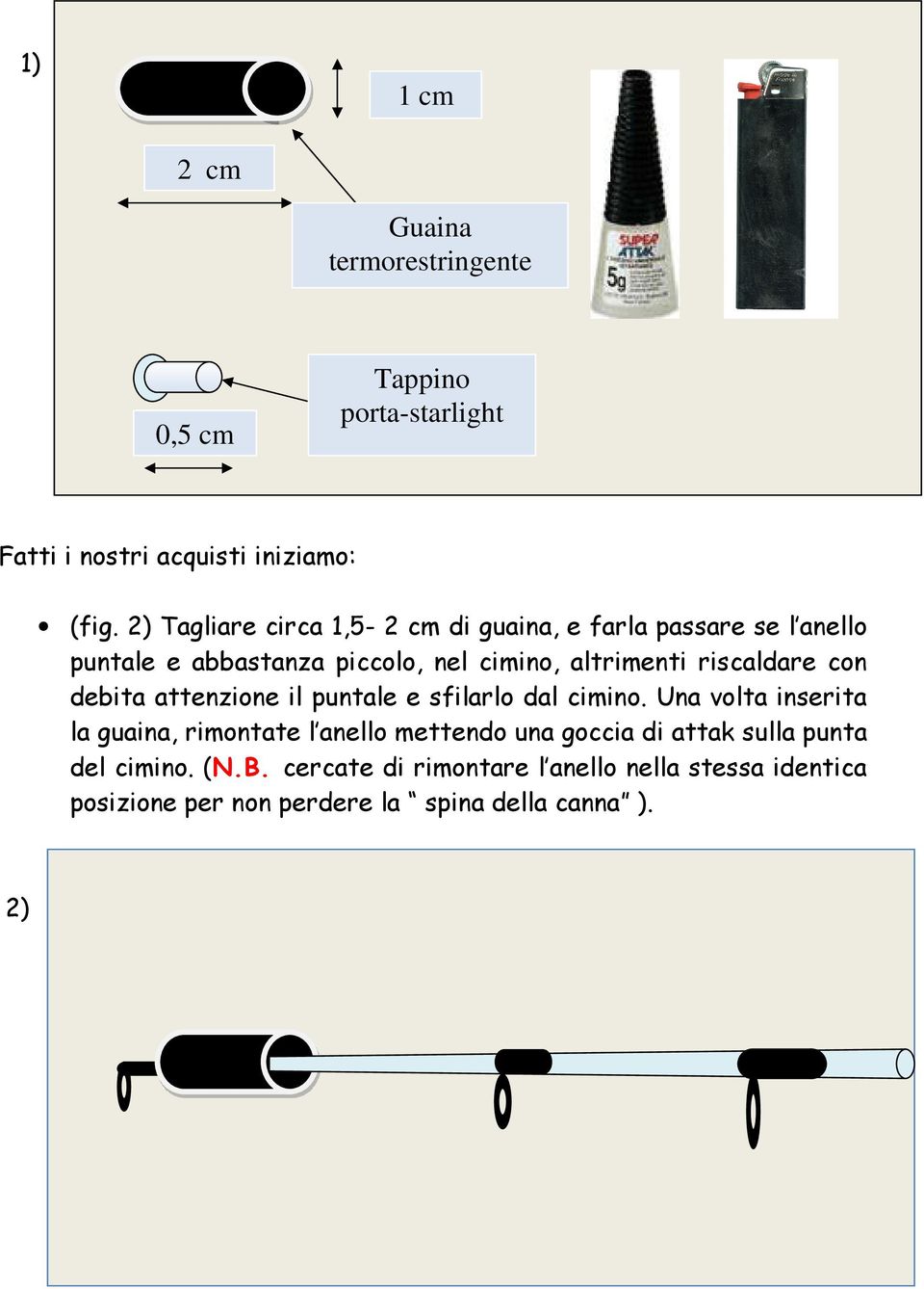 riscaldare con debita attenzione il puntale e sfilarlo dal cimino.