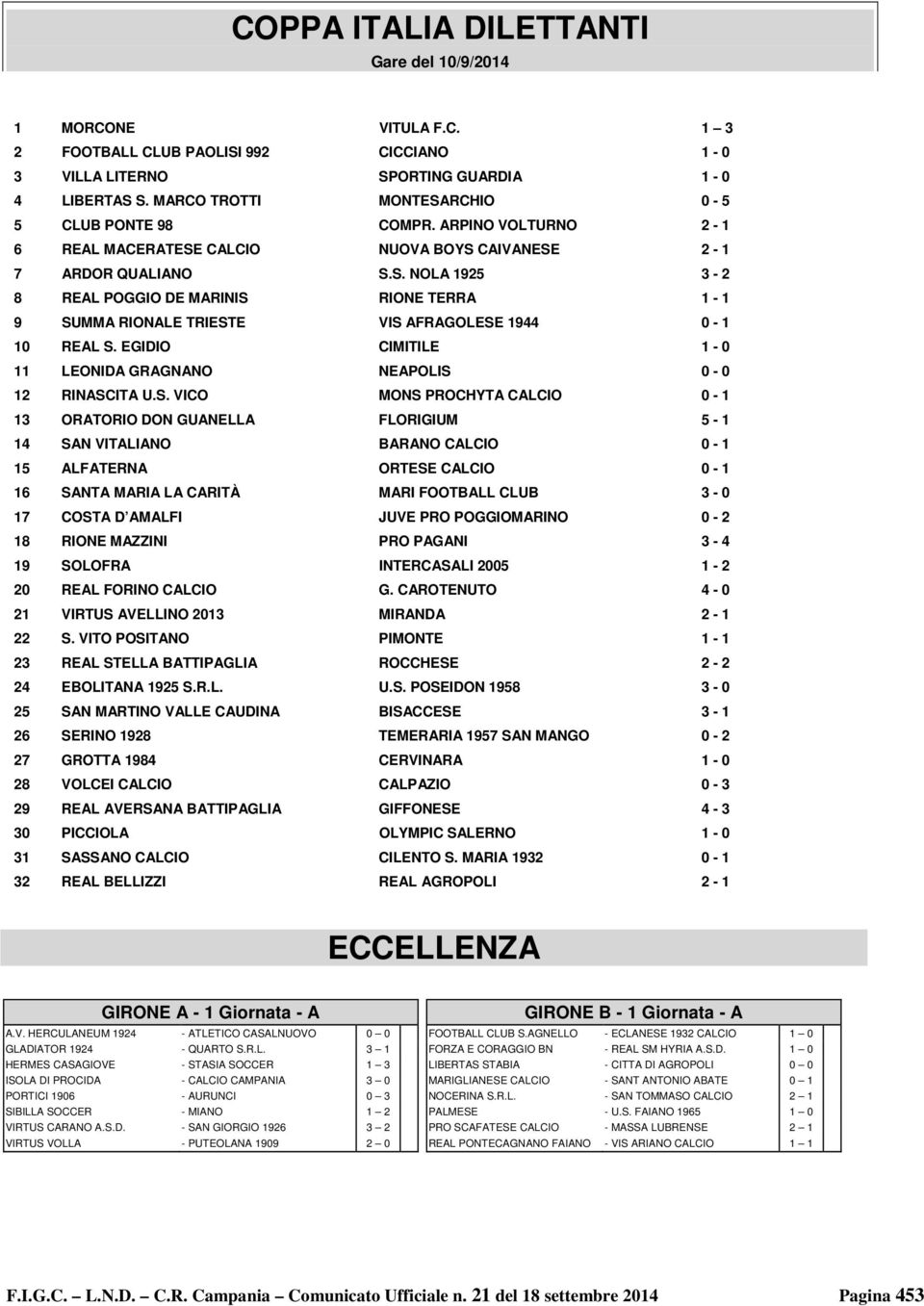 EGIDIO CIMITILE 1-0 11 LEONID GRGNNO NEPOLIS 