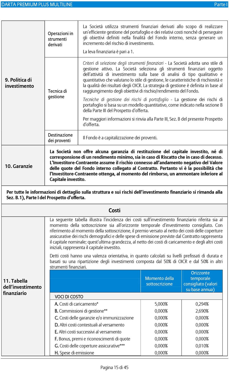 Politica di investimento Tecnica di gestione Destinazione dei proventi Criteri di selezione degli strumenti finanziari - La Società adotta uno stile di gestione attivo.