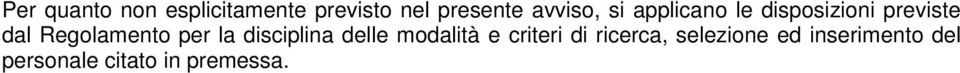 Regolamento per la disciplina delle modalità e criteri