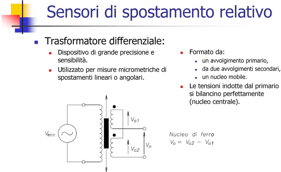 Formato da: un avvolgimento primario, Utilizzato per misure micrometriche di