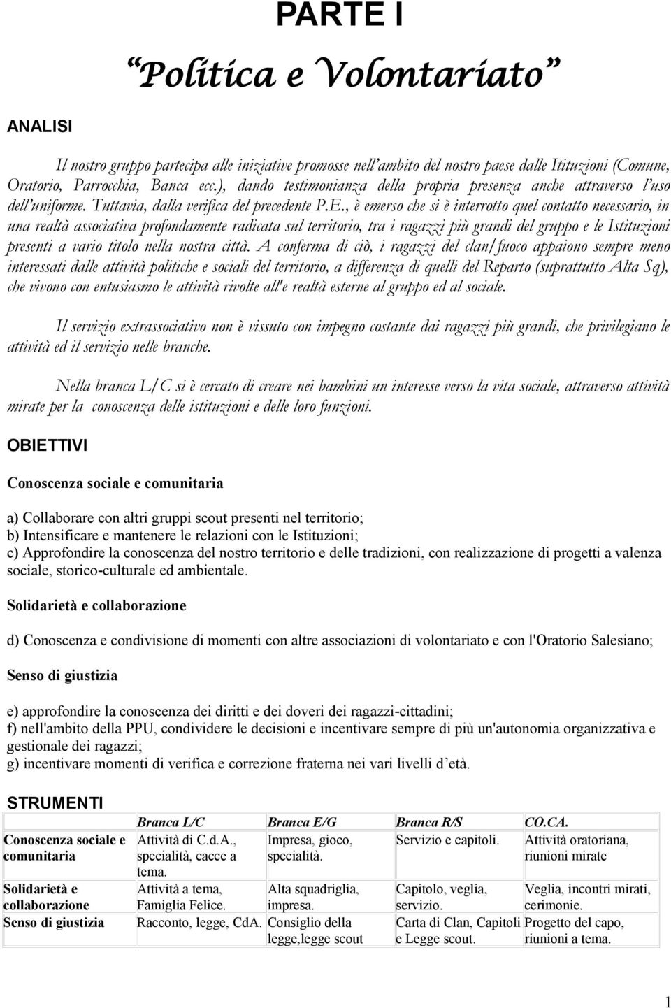 , è emerso che si è interrotto quel contatto necessario, in una realtà associativa profondamente radicata sul territorio, tra i ragazzi più grandi del gruppo e le Istituzioni presenti a vario titolo