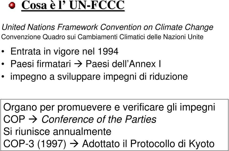 Annex I impegno a sviluppare impegni di riduzione Organo per promuevere e verificare gli impegni