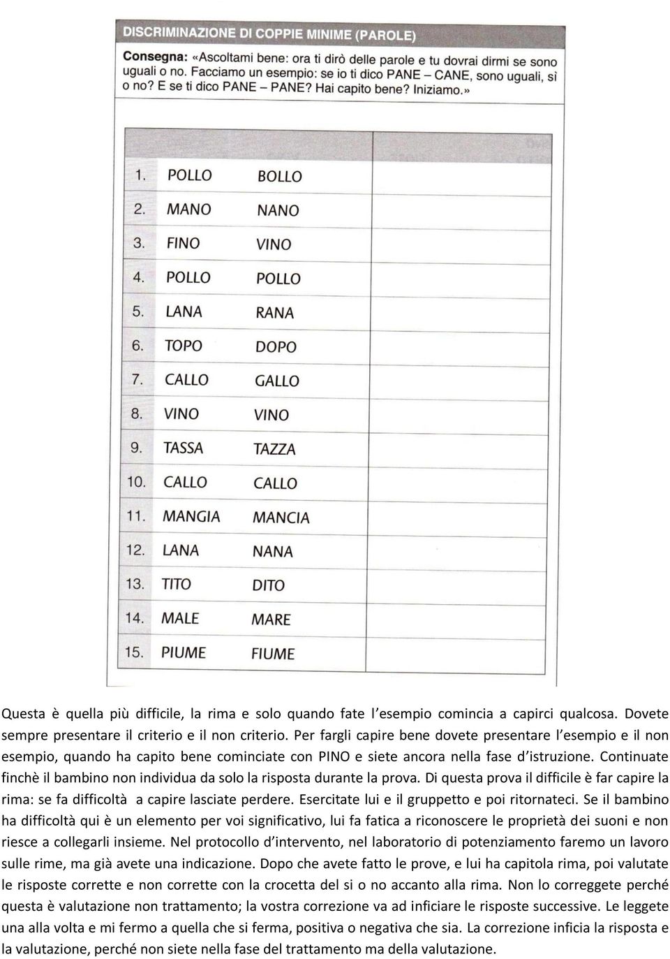 Continuate finchè il bambino non individua da solo la risposta durante la prova. Di questa prova il difficile è far capire la rima: se fa difficoltà a capire lasciate perdere.