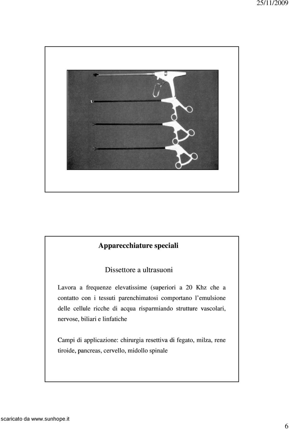 ricche di acqua risparmiando strutture vascolari, nervose, biliari e linfatiche Campi di