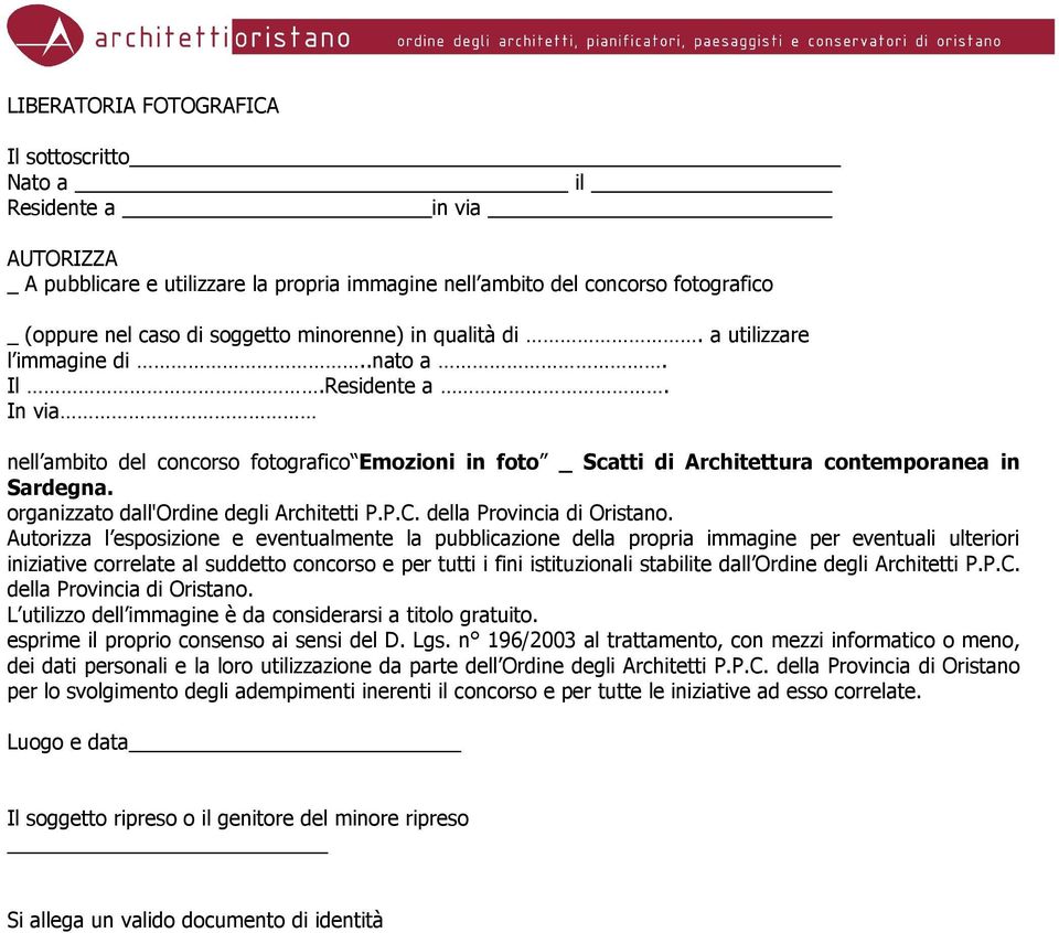 organizzato dall'ordine degli Architetti P.P.C. della Provincia di Oristano.