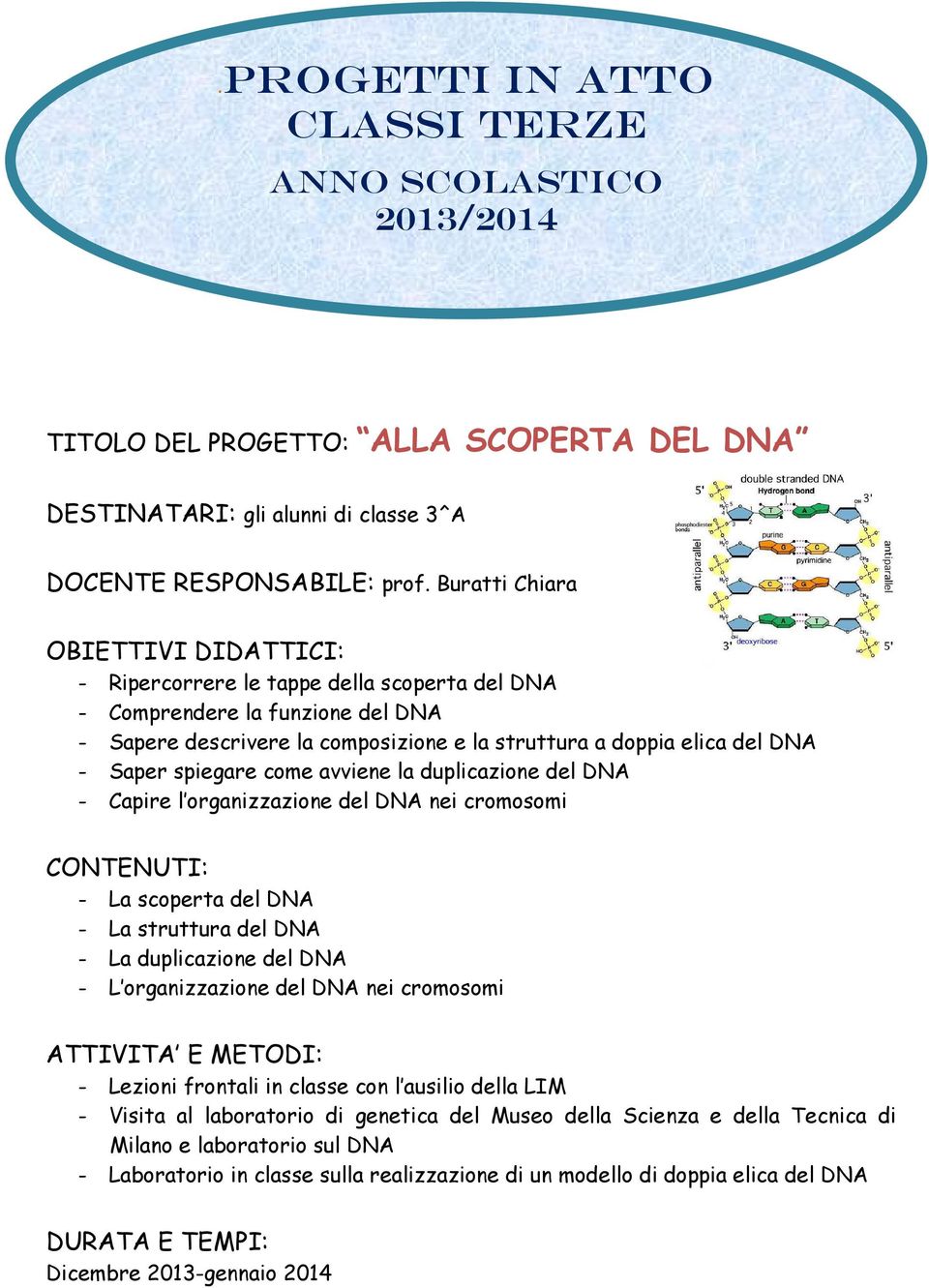 spiegare come avviene la duplicazione del DNA - Capire l organizzazione del DNA nei cromosomi CONTENUTI: - La scoperta del DNA - La struttura del DNA - La duplicazione del DNA - L organizzazione del