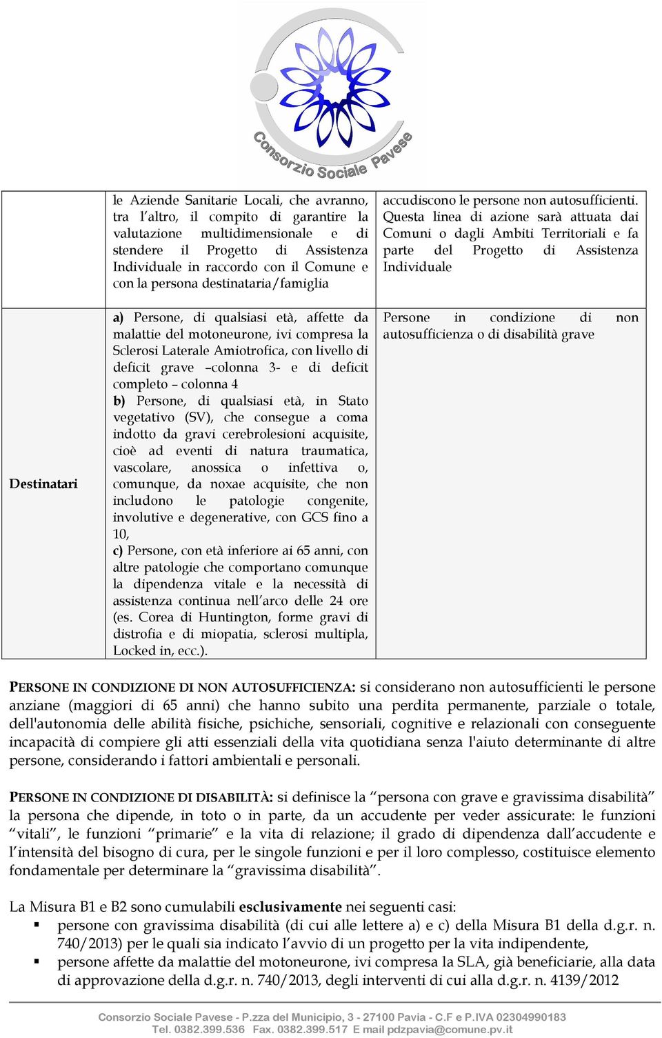 e di deficit completo colonna 4 b) Persone, di qualsiasi età, in Stato vegetativo (SV), che consegue a coma indotto da gravi cerebrolesioni acquisite, cioè ad eventi di natura traumatica, vascolare,