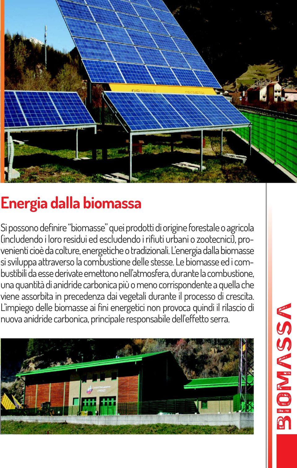 Le biomasse ed i combustibili da esse derivate emettono nell atmosfera, durante la combustione, una quantità di anidride carbonica più o meno corrispondente a quella che viene