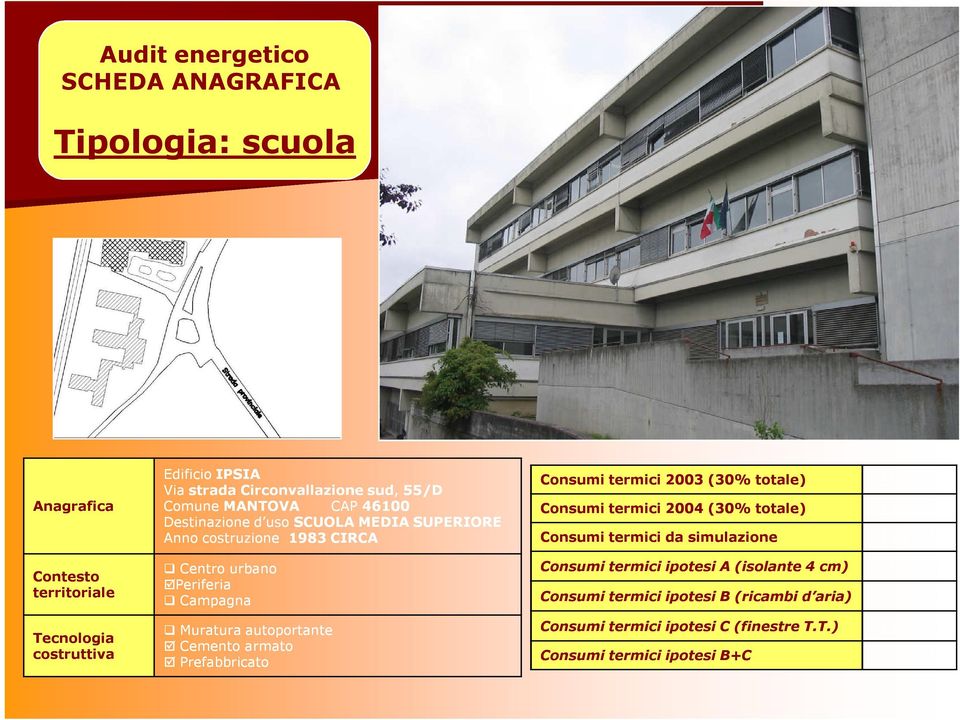 armato Prefabbricato Consumi termici 2003 (30% totale) 106.901 Consumi termici 2004 (30% totale) 112.277 Consumi termici da simulazione 121.