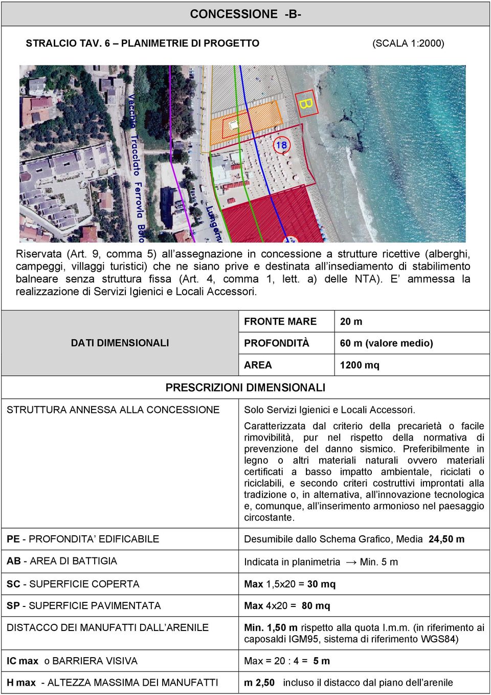 fissa (Art. 4, comma 1, lett. a) delle NTA). E ammessa la realizzazione di Servizi Igienici e Locali Accessori.