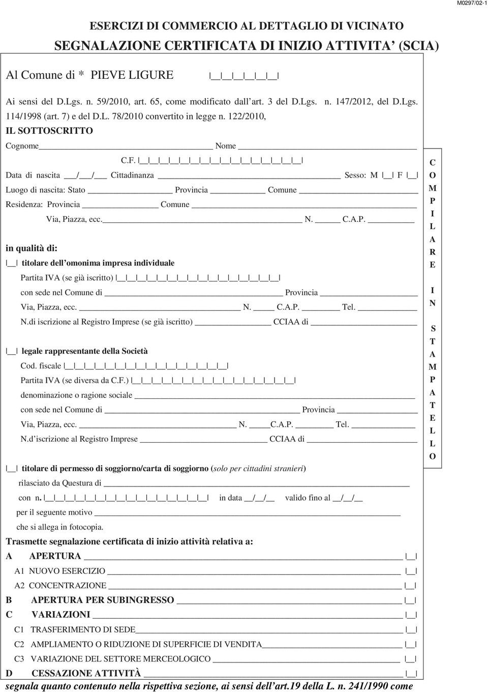 Data di nascita / / Cittadinanza Sesso: M F Luogo di nascita: Stato Pr