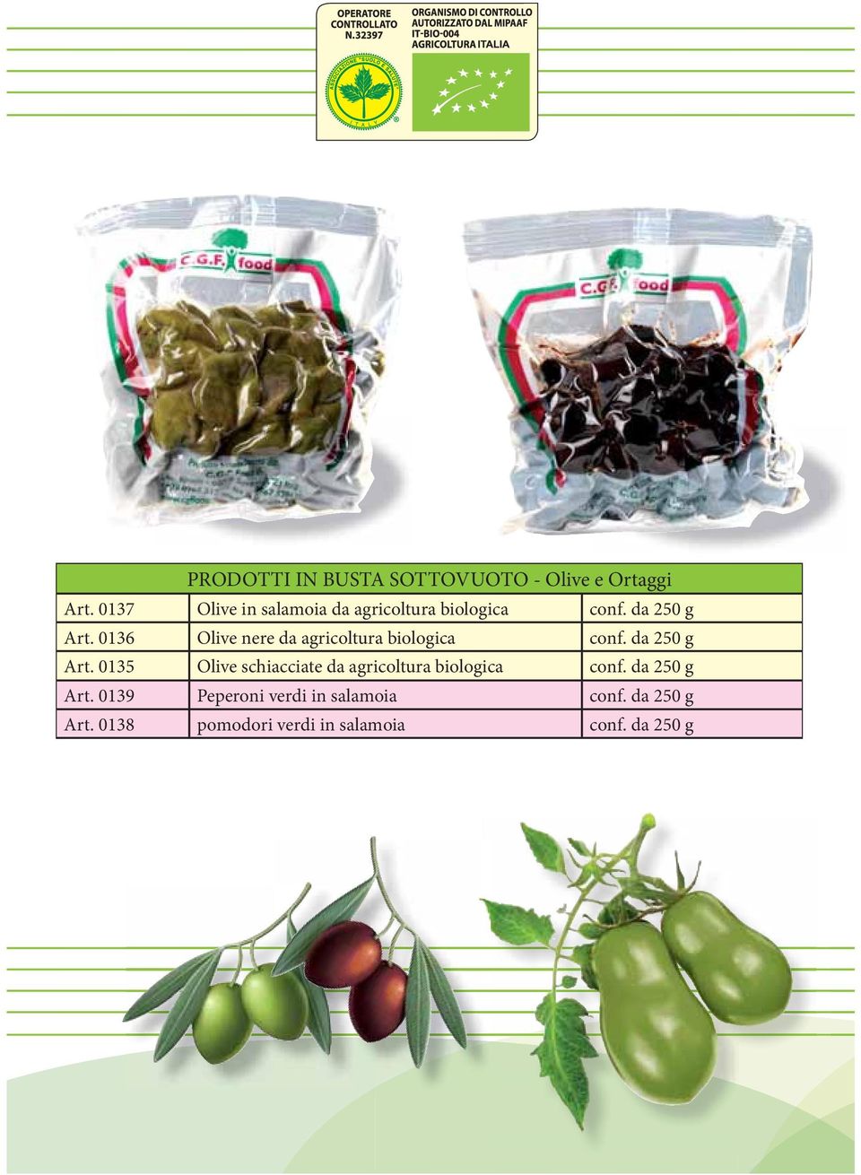 0136 Olive nere da agricoltura biologica conf. da 250 g Art.