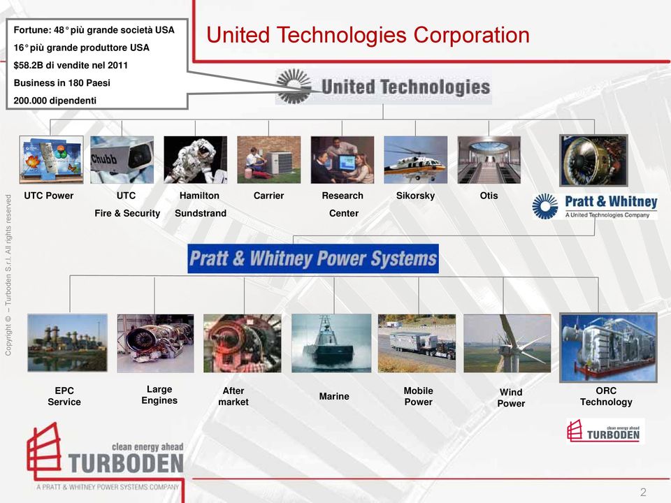 000 dipendenti United Technologies Corporation UTC Power UTC Fire & Security