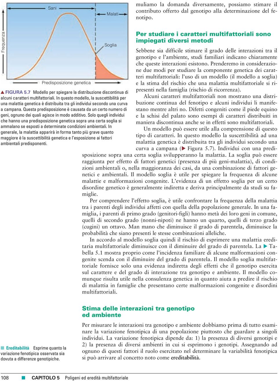 In questo modello, la suscettibilità per una malattia genetica è distribuita tra gli individui secondo una curva a campana.