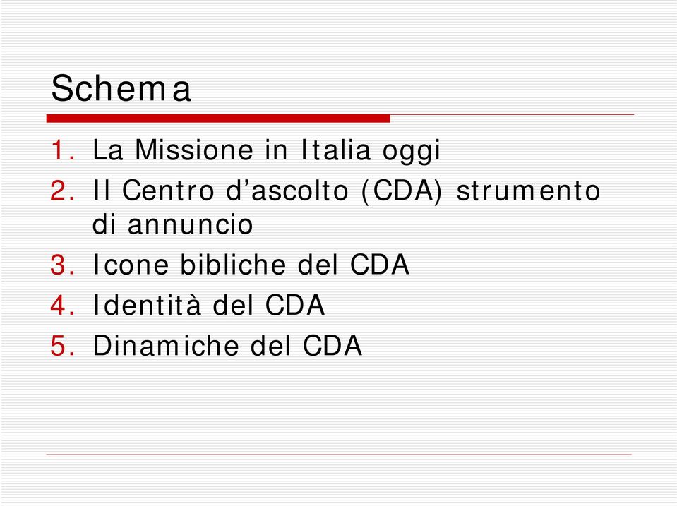 annuncio 3. Icone bibliche del CDA 4.