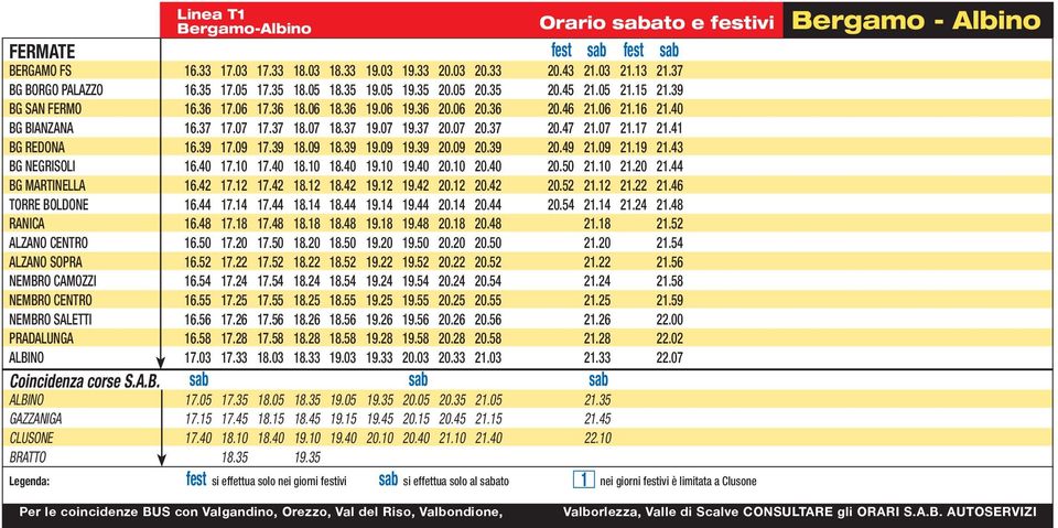 41 BG REDONA 16.39 17.09 17.39 18.09 18.39 19.09 19.39 20.09 20.39 20.49 21.09 21.19 21.43 BG NEGRISOLI 16.40 17.10 17.40 18.10 18.40 19.10 19.40 20.10 20.40 20.50 21.10 21.20 21.44 BG MARTINELLA 16.