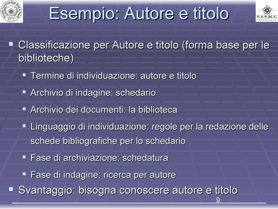 Linguaggio di individuazione: regole per la redazione delle schede bibliografiche per lo schedario Fase