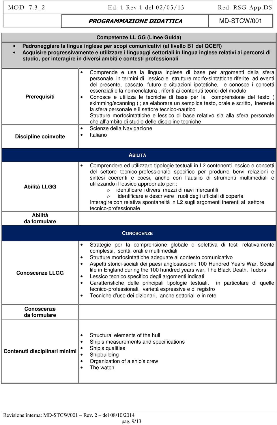 personale, in termini di lessico e strutture morfo-sintattiche riferite ad eventi del presente, passato, futuro e situazioni ipotetiche, e conosce i concetti essenziali e la nomenclatura, riferiti ai