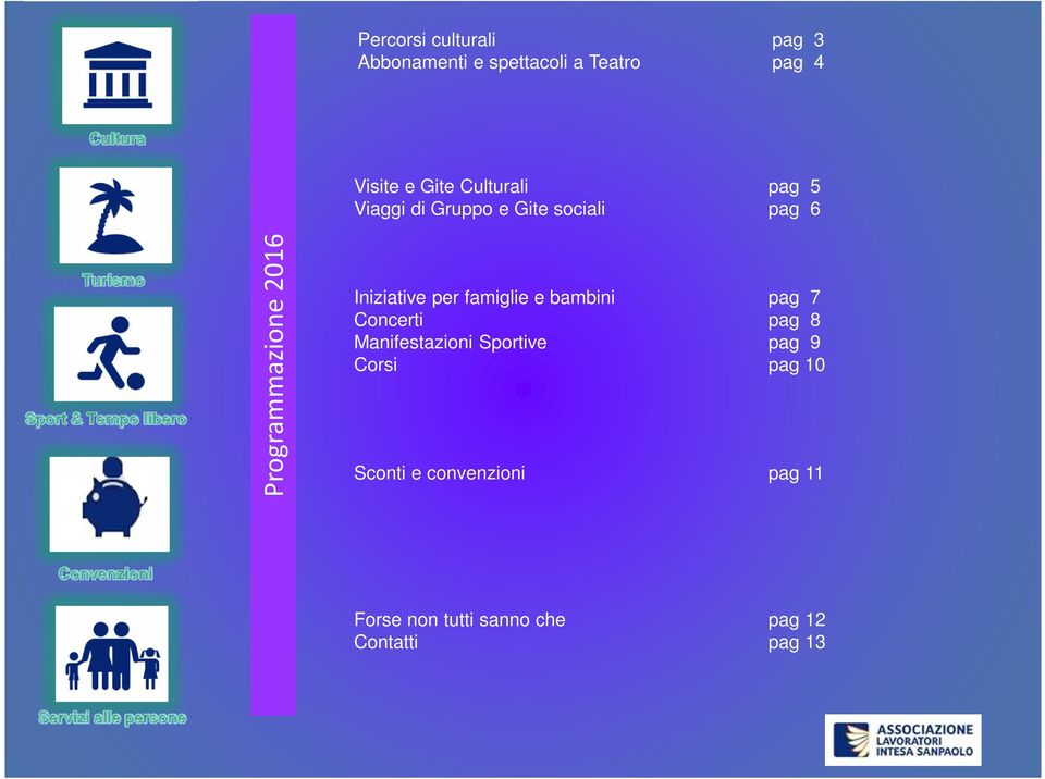 Iniziative per famiglie e bambini pag 7 Concerti pag 8 Manifestazioni Sportive