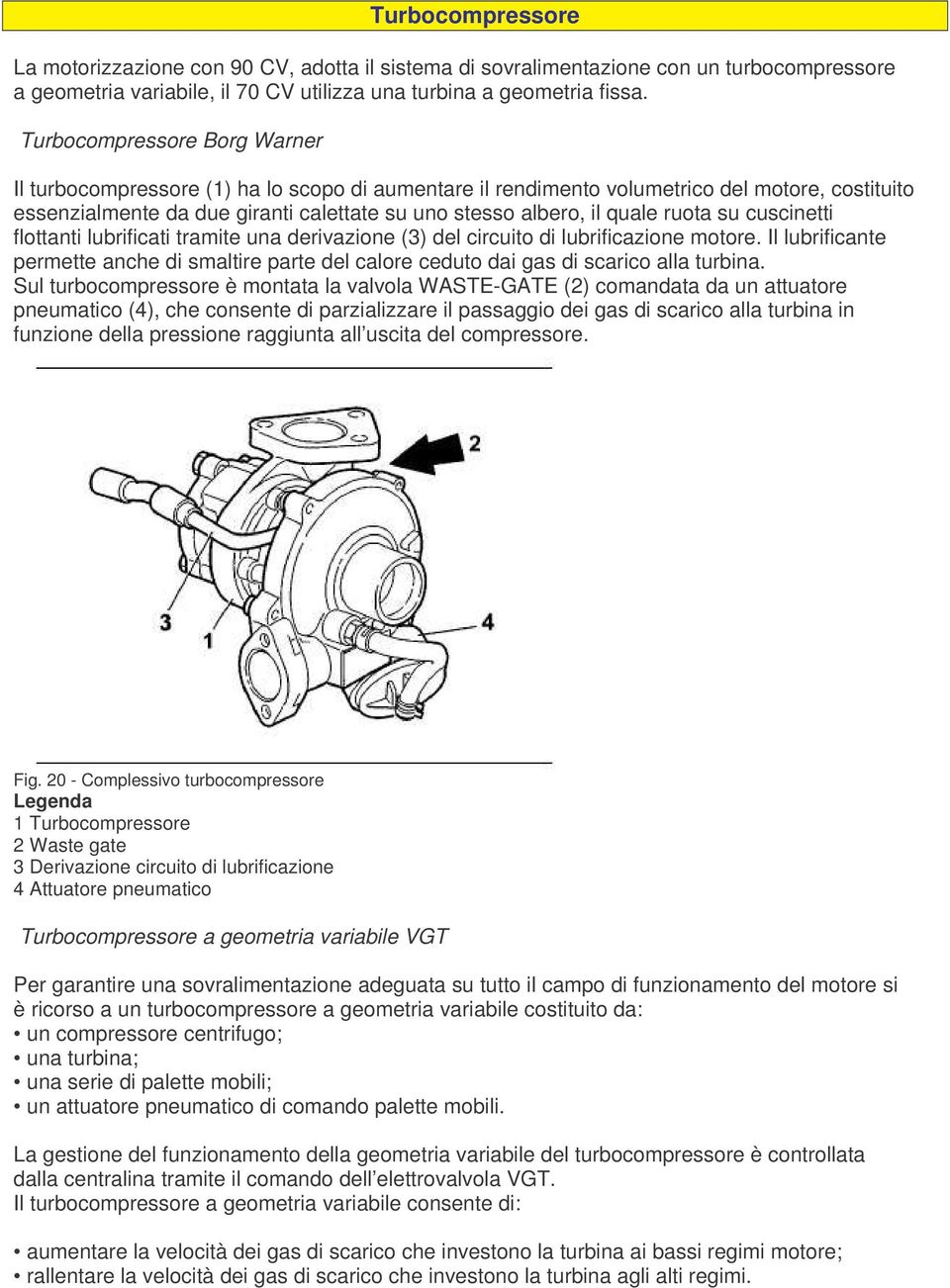 ruota su cuscinetti flottanti lubrificati tramite una derivazione (3) del circuito di lubrificazione motore.