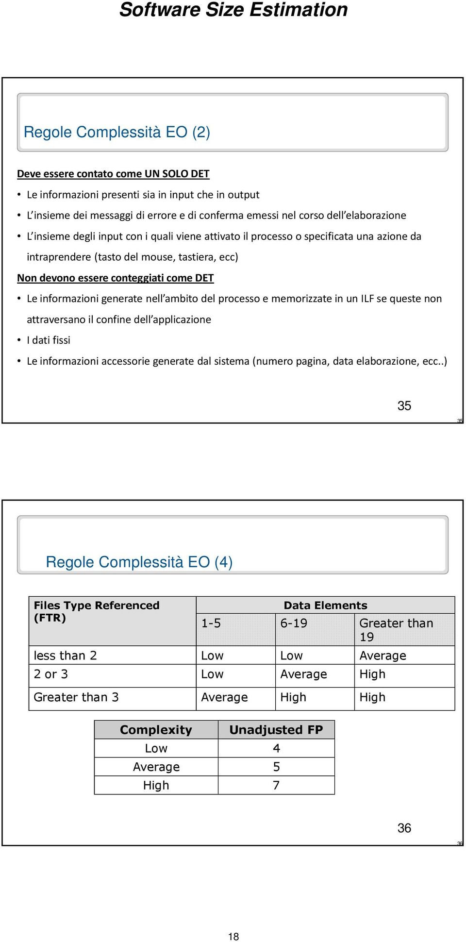 nell ambito del processo e memorizzate in un ILF se queste non attraversano il confine dell applicazione I dati fissi Le informazioni accessorie generate dal sistema (numero pagina, data