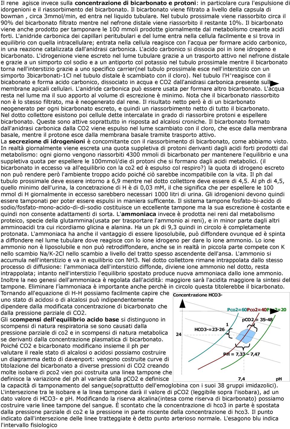 Nel tubulo prossimale viene riassorbito circa il 90% del bicarbonato filtrato mentre nel nefrone distale viene riassorbito il restante 10%.