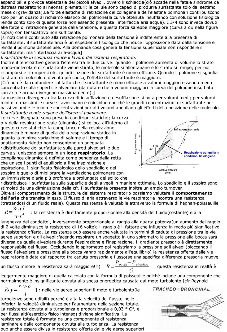 le forze elastiche di retrazione del collagene e dell'elastina polmonari contribuiscono solo per un quarto al richiamo elastico del polmone(la curva ottenuta insufflando con soluzione fisiologica