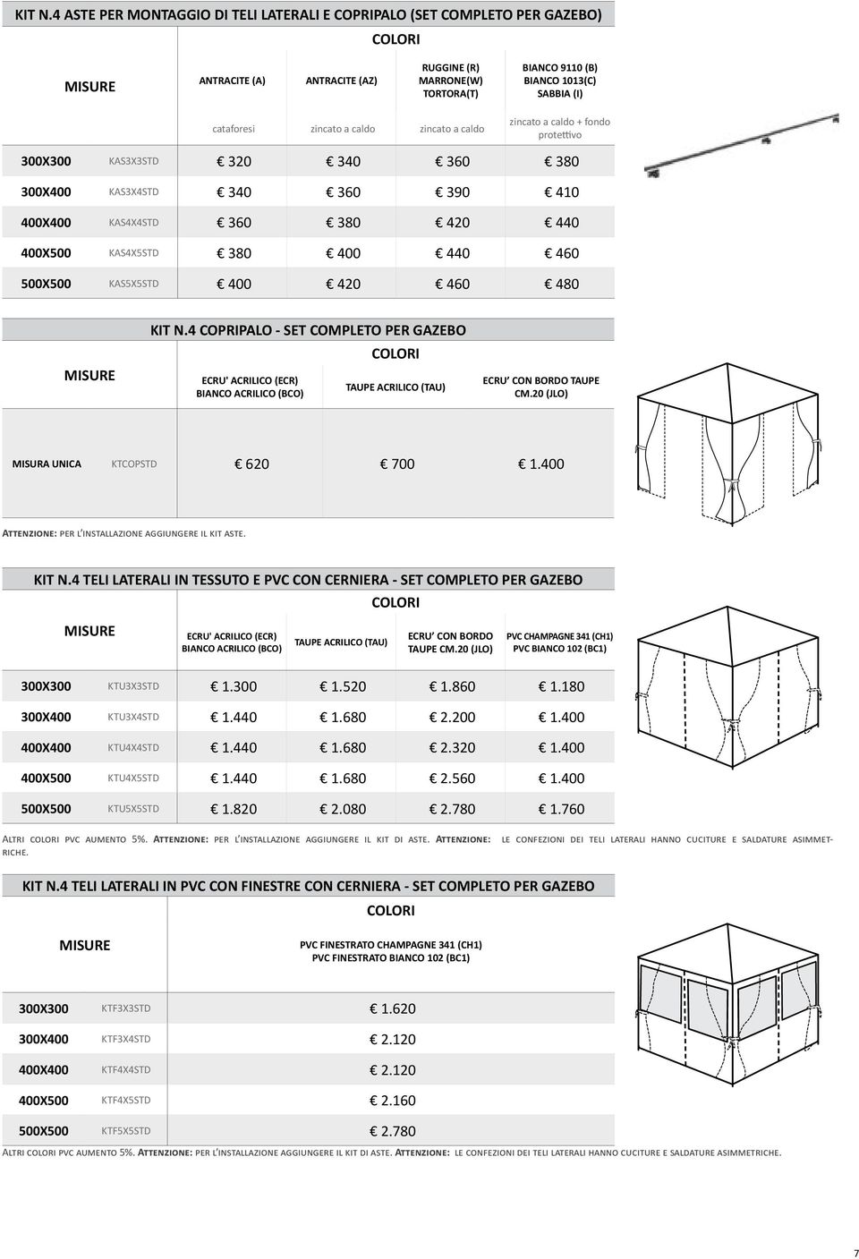 cataforesi zincato a caldo zincato a caldo zincato a caldo + fondo protettivo 300X300 KAS3X3STD 320 340 360 380 300X400 KAS3X4STD 340 360 390 410 400X400 KAS4X4STD 360 380 420 440 400X500 KAS4X5STD