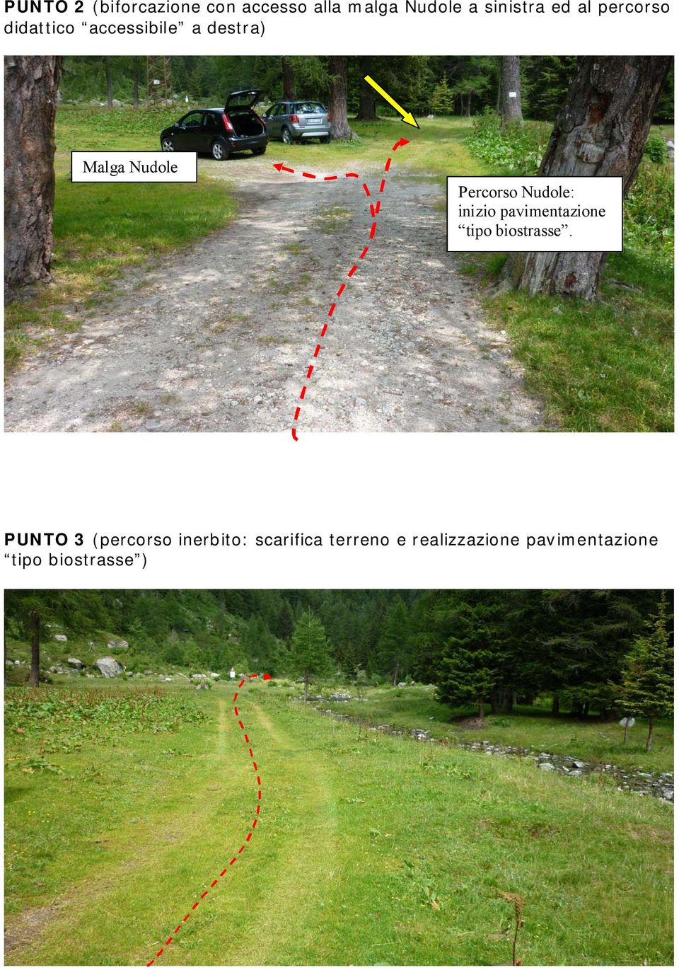 Nudole: inizio pavimentazione tipo biostrasse.