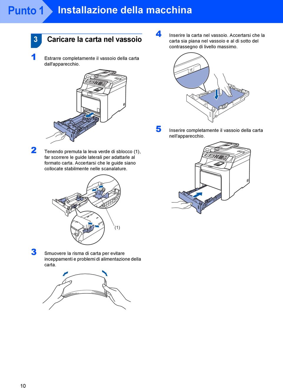 5 Inserire completamente il vassoio della carta nell'apparecchio.