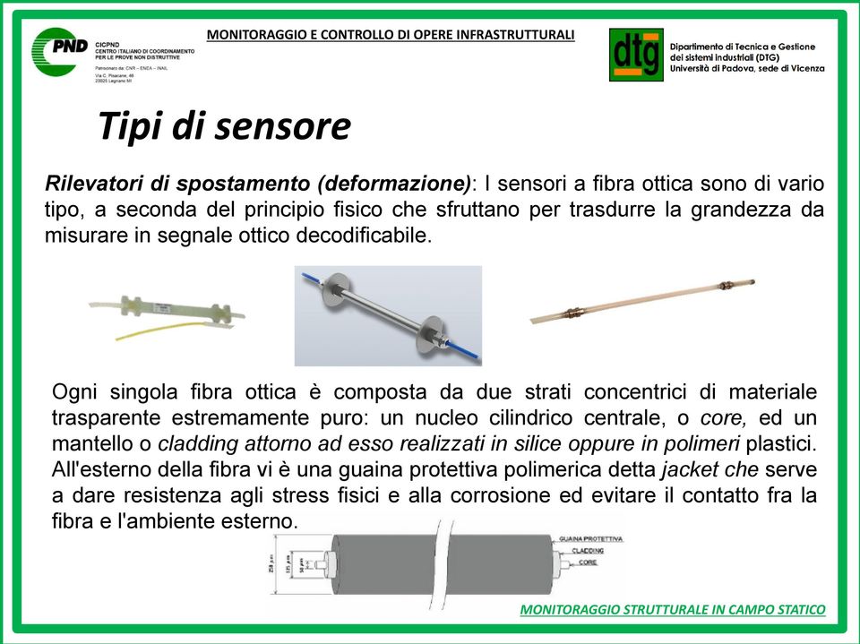 Ogni singola fibra ottica è composta da due strati concentrici di materiale trasparente estremamente puro: un nucleo cilindrico centrale, o core, ed un mantello o cladding