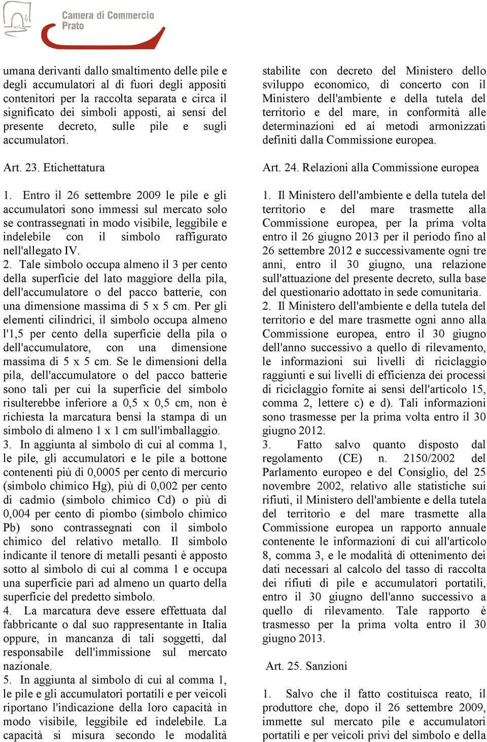 Entro il 26 settembre 2009 le pile e gli accumulatori sono immessi sul mercato solo se contrassegnati in modo visibile, leggibile e indelebile con il simbolo raffigurato nell'allegato IV. 2. Tale simbolo occupa almeno il 3 per cento della superficie del lato maggiore della pila, dell'accumulatore o del pacco batterie, con una dimensione massima di 5 x 5 cm.