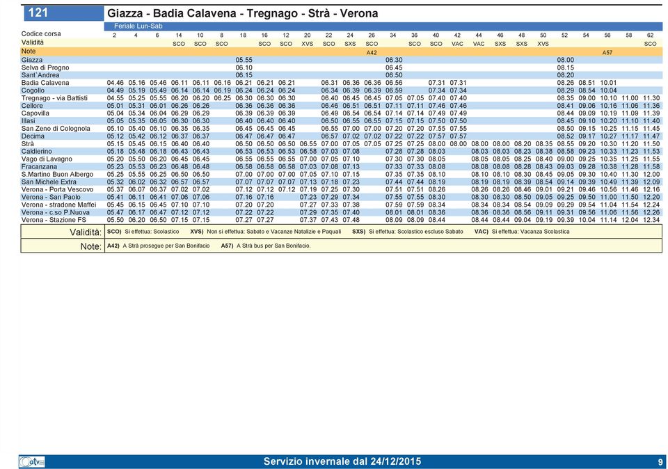 01 Cogollo 04.49 05.19 05.49 06.14 06.14 06.19 06.24 06.24 06.24 06.34 06.39 06.39 06.59 07.34 07.34 08.29 08.54 10.04 Tregnago- via Battisti 04.55 05.25 05.55 06.20 06.20 06.25 06.30 06.30 06.30 06.40 06.