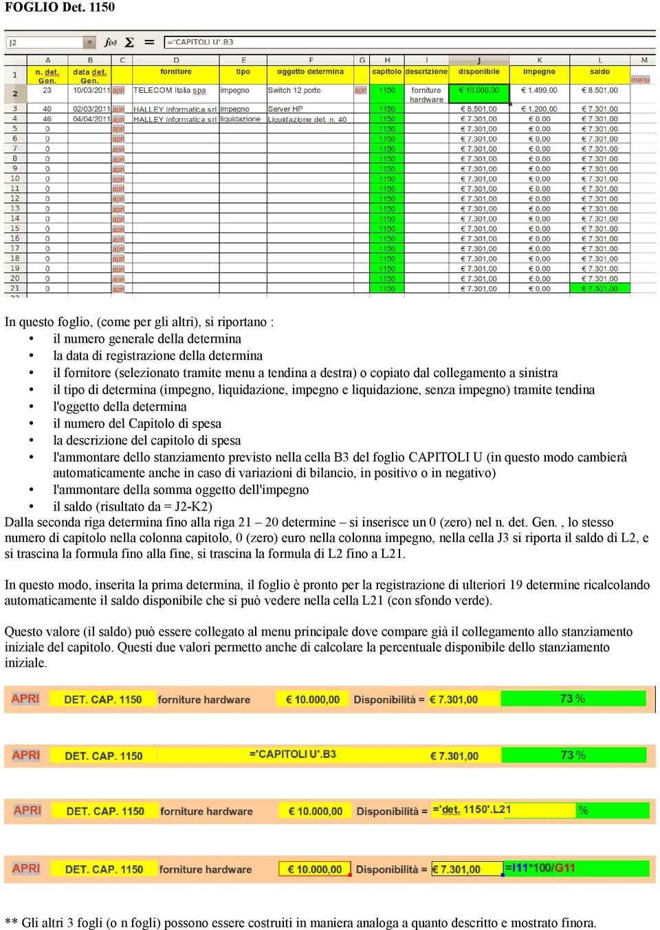 copiato dal collegamento a sinistra il tipo di determina (impegno, liquidazione, impegno e liquidazione, senza impegno) tramite tendina l'oggetto della determina il numero del Capitolo di spesa la