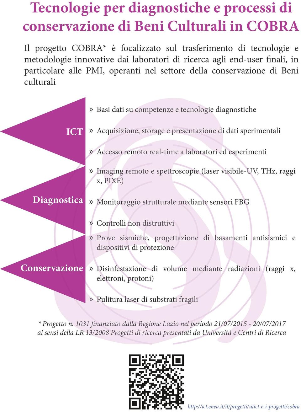 di dati sperimentali Accesso remoto real-time a laboratori ed esperimenti Imaging remoto e spettroscopie (laser visibile-uv, THz, raggi x, PIXE) Diagnostica Monitoraggio strutturale mediante sensori