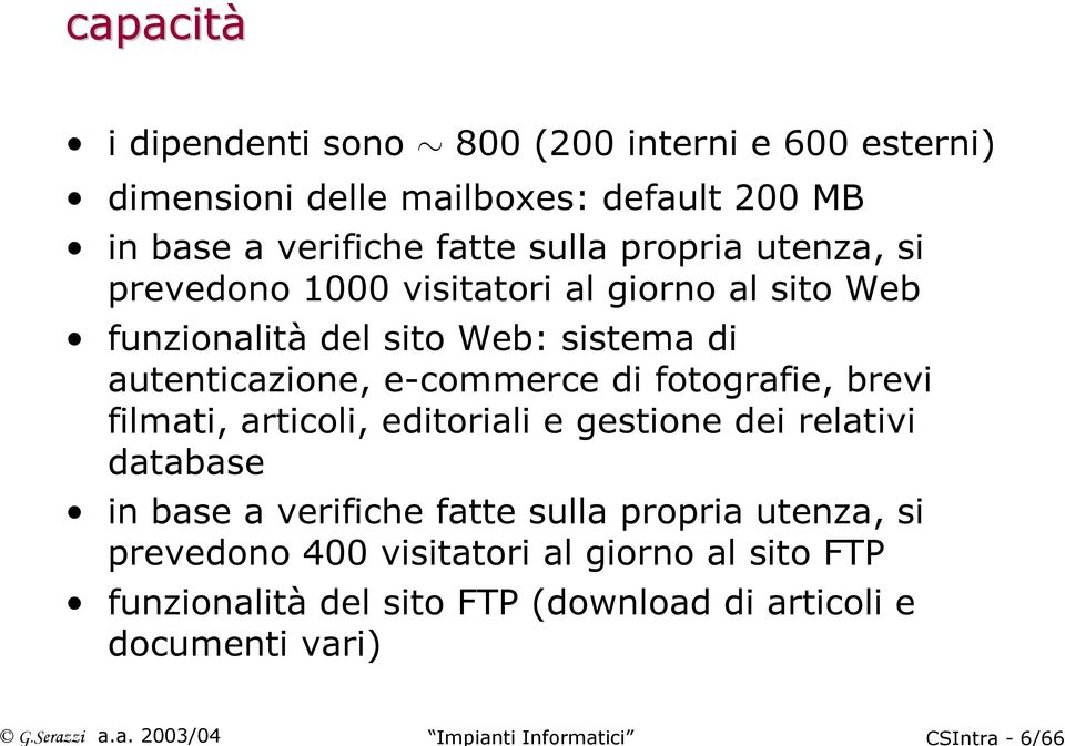 default 200 MB in base a verifiche fatte sulla propria utenza, si prevedono 1000 visitatori al giorno al sito Web funzionalità del sito Web: