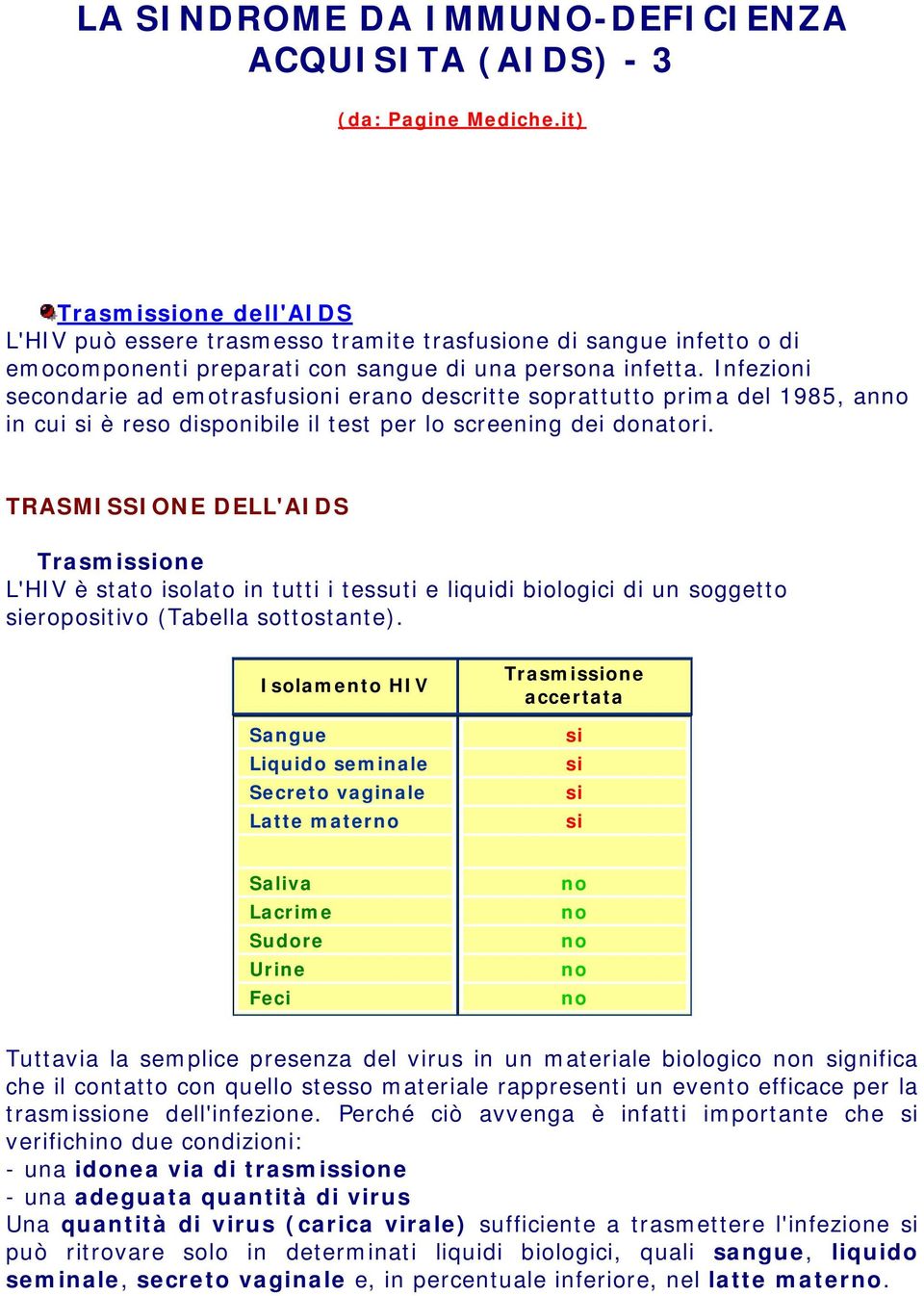 Infezioni secondarie ad emotrasfuoni era descritte soprattutto prima del 1985, an in cui è reso disponibile il test per lo screening dei donatori.