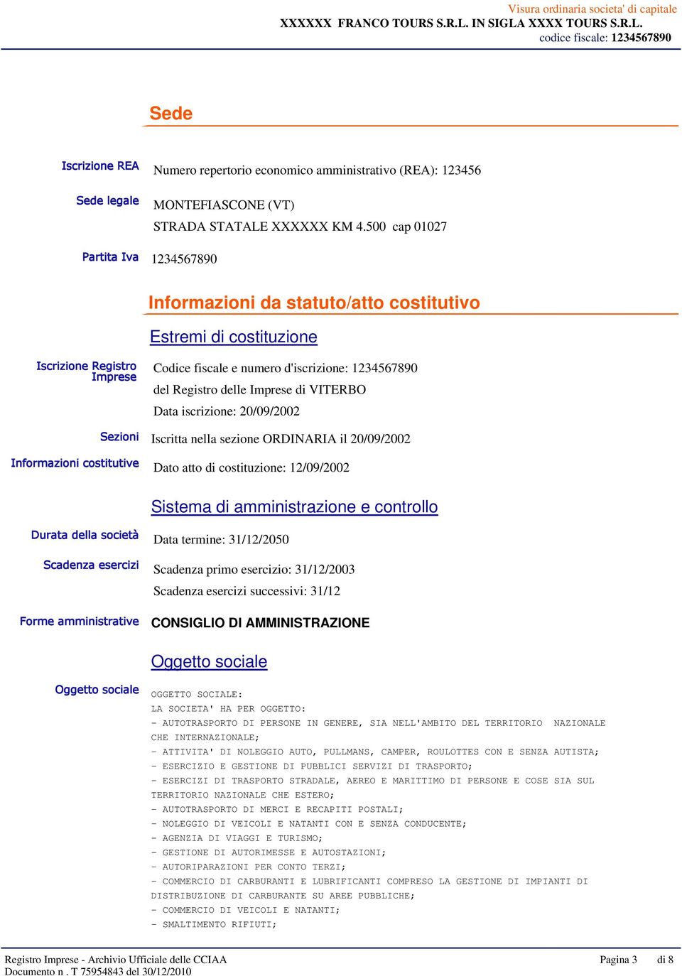 Imprese di VITERBO Data iscrizione: 20/09/2002 Sezioni Iscritta nella sezione ORDINARIA il 20/09/2002 Informazioni costitutive Dato atto di costituzione: 12/09/2002 Sistema di amministrazione e